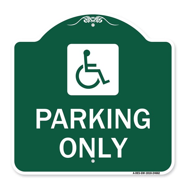 ADA Compliant Parking Accessible, Green & White Aluminum Sign, 18" x 18", GW-1818-24662